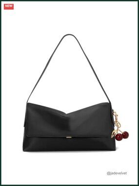Large Hobo Shoulder Bag Faux Leather Slouchy Handbag Cherry Charm